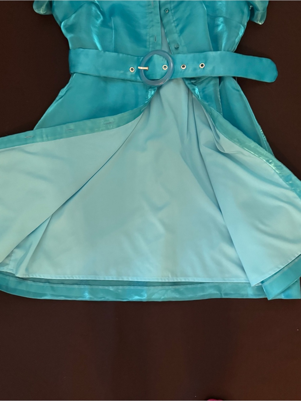 Alden Adair - Stunning Shimmery Teal Belted Organza Mini Dress / XS - Picture 3 of 5